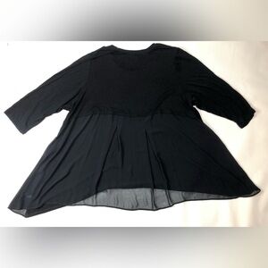 Lane Bryant Black Sheer Pleated Back Top